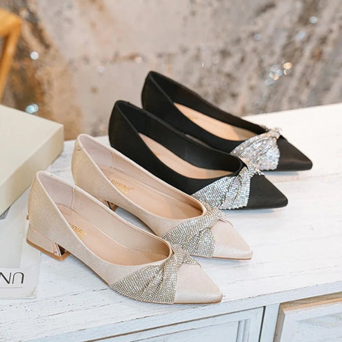 Fashionable Rhinestone Decor Pointy Pump Heels